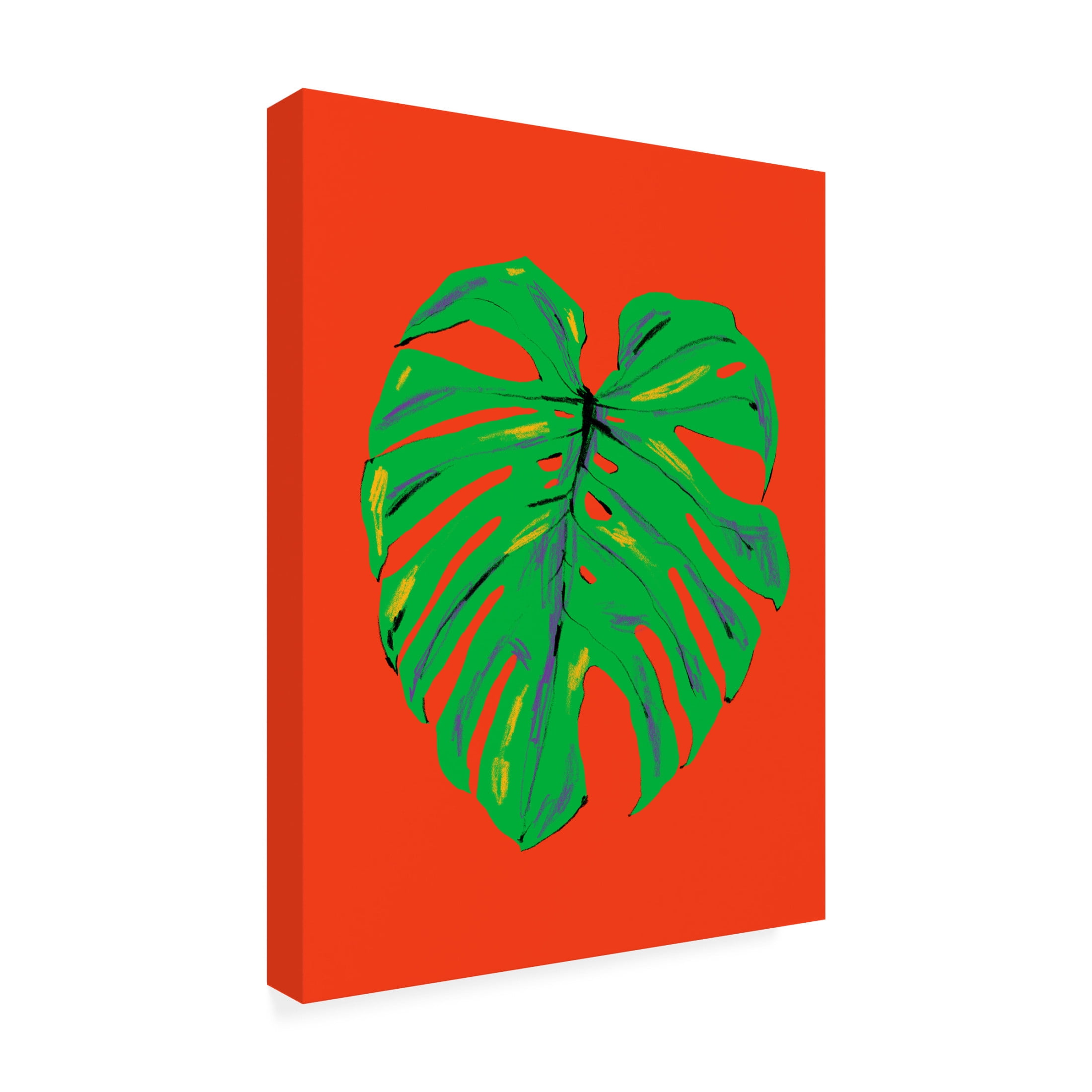Trademark Fine Art Francesco Gulina Monstera Leaf Red Canvas Wall Art
