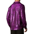 thumbnail image 3 of INSPIRE CHIC Metallic Leopard Shirts for Men's Long Sleeves Button Down Shiny Printed Shirts S Purple, 3 of 6