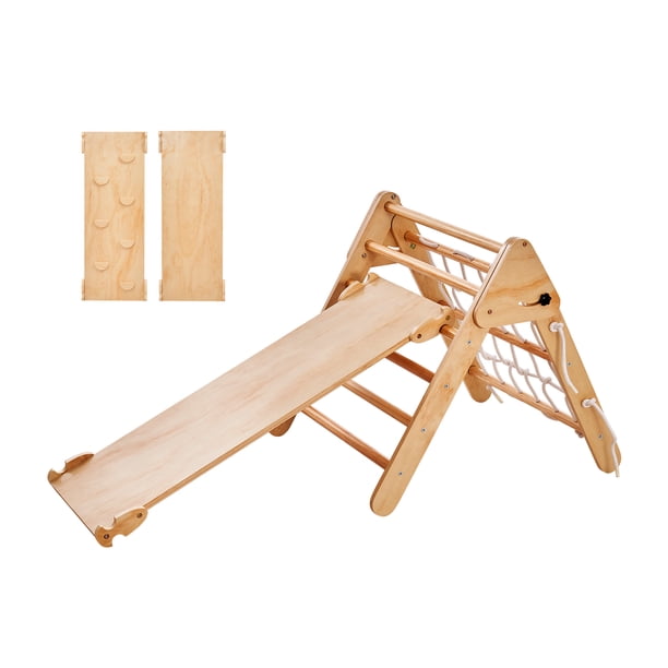 VEVOR - Parque Infantil 4 En 1 De Interior: Tobogán De 120 Cm, Roca Para Escalar, Escalera De Madera Y Anillas, 206x88x120,5 Cm, Carga 100 Kg, Para Niños