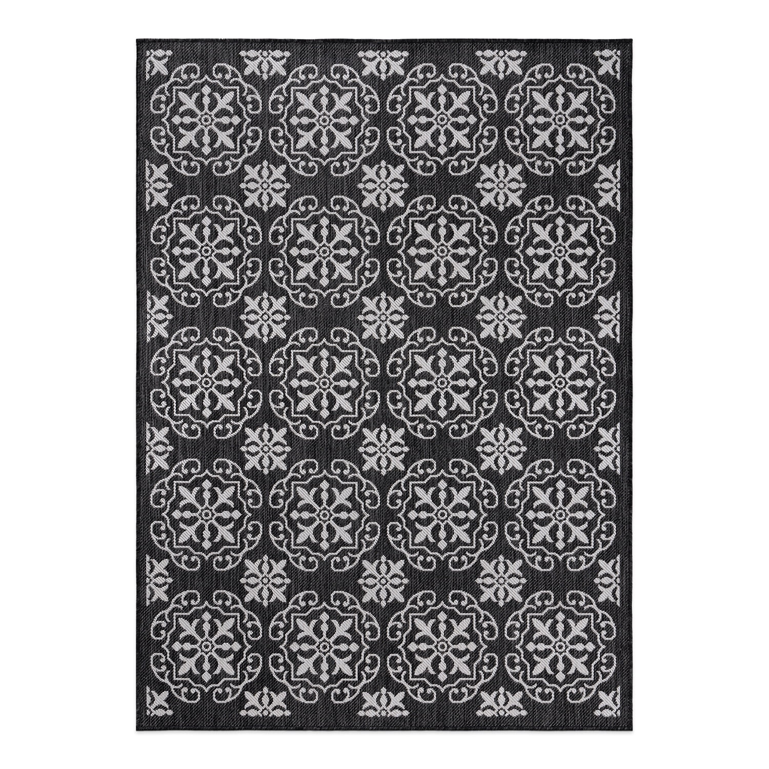 World Rug Gallery Transitional Geometric Textured Flat Weave Indoor/Outdoor Area Rug - BLACK 7'10"X10'