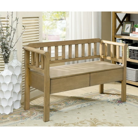 Furniture of America Trenton Country 2-drawer Entryway Slatted Bench by FOA Weathered Natural Weathered, Natural Finish, Wood (Best Way To Ship Furniture Across Country)