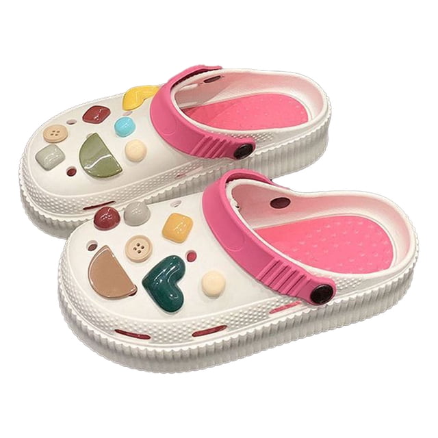 Zapatos de playa huecos con punta cerrada, suela gruesa, antideslizantes, suaves y lindas, sandalias con agujeros para mujer para verano, blanco, talla 38 39