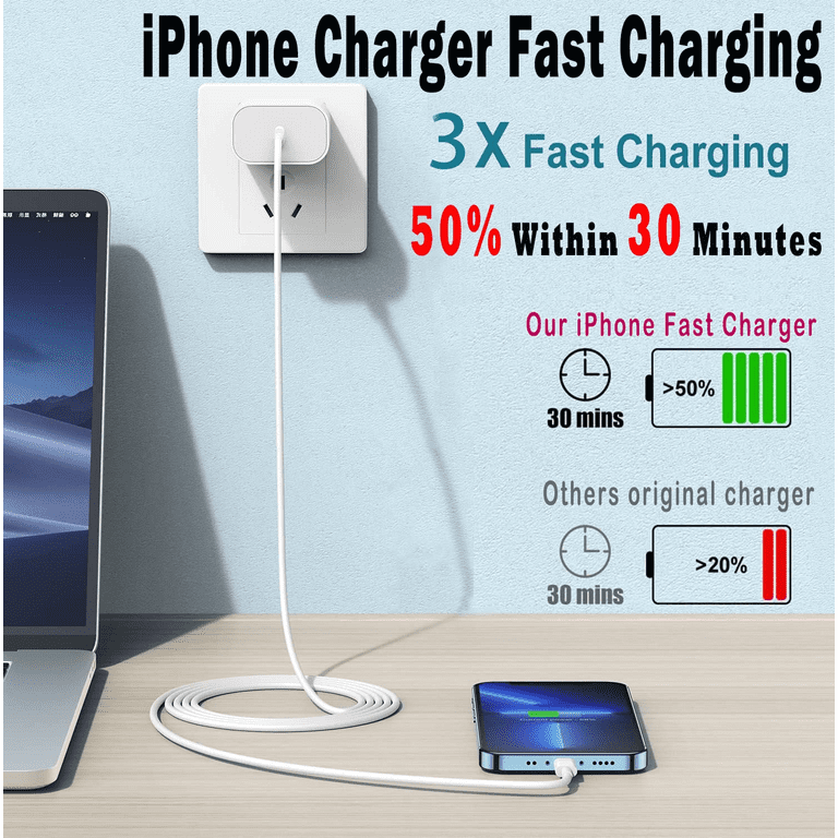 2 Pack For Phone Charger Fast Charger 10 FT 20W PD USB C Fast Charger Block With 10 Foot USB C Fast Charging Cable Compatible with iP14 Plus/14/13/12/11 Pro Max/XS/Max