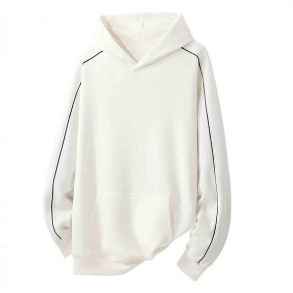 EchfiProm Hoodies for Men Running Plain Sports Trendy White Long Sleeve Mens Tops Sweatshirt L