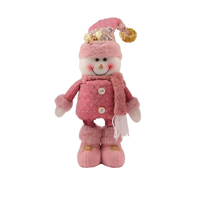 WJCA Standing Santa Claus Figure with Retractable Spring Legs, Festive Sequin Hat Holiday Decor for Home Tabletop, Snowman Design