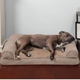 thumbnail image 3 of Furhaven Cama ortopédica para perros grandes/medianos con refuerzos extraíbles y funda lavable, para perros de hasta 55 libras - Sofá de felpa y gamuza - Almendra, grande, 3 of 5