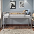 thumbnail image 2 of Tcbosik Twin Size Loft Bed, Wood Bed Frame with Inclined Ladder and Safety Guardrail, Space Saving, Gray, 2 of 9