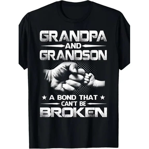 Grandpa Grandson Fist Bump Graphic Gift for Grandpa Men Unisex Short Sleeve Casual T-Shirt