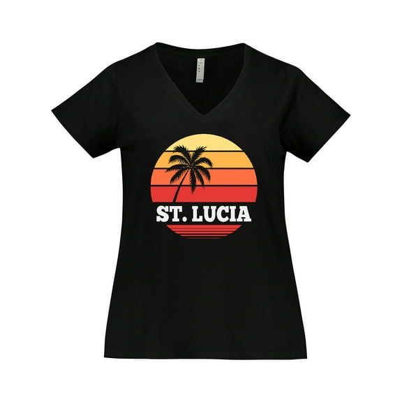 Inktastic St Lucia Vacation Travel Cruise Women's Plus Size V-Neck T-Shirt