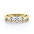 thumbnail image 3 of JeenMata 1.50 ct - Circle Cut Moissanite - Vintage - 5 Stone Ring - Art Deco - Scalloped - Wedding Set - 18K Yellow Gold over Silver, 3 of 7