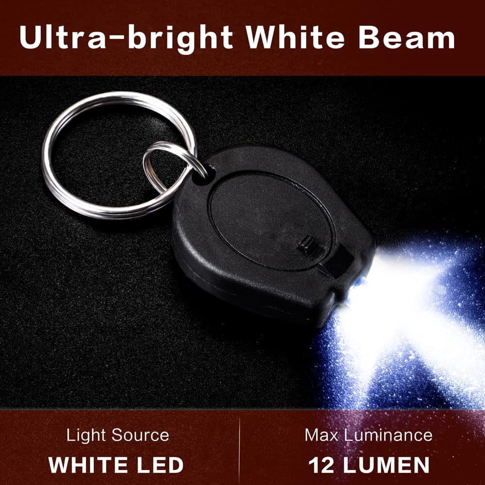 12 Pack Ultra Bright Mini LED Keychain Flashlight, Small Key Ring Portable Light