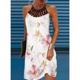 thumbnail image 1 of Robe Décontractée pour Femmes une Ligne Robe d'Été Coupe Florale Imprimé Sans Manches Licol Mini Robe Active Moderne Vacances Quotidiennes, 1 of 6