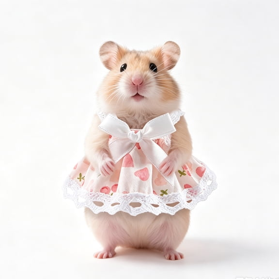 Hamster Dress for Small Animal Costume for Hamster Gerbil Guinea Pig Clothes for Small Pet Outfit with Lace and Bow, Cute Pet Accessories, Pink,one size