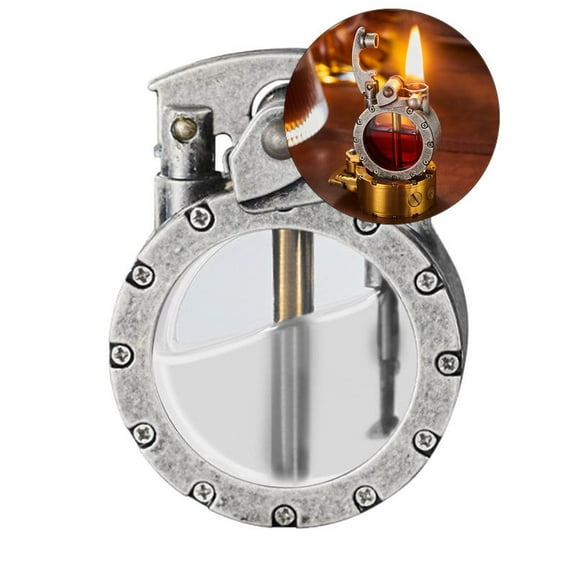 Yoloke Vintage Trench Lighter, Steampunk Lighter, Kerosene Copper Lighter, Cool Lighter with Visible Gas Tank, Great Choice for Men Dad Husband