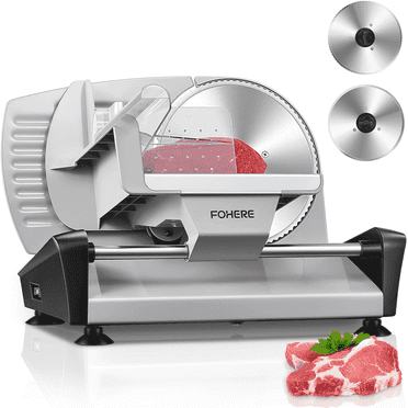 FOHERE Meat Slicer Electric Deli Food Slicer with 7.5" Removable Stainless Steel Blade, Cuts Meat, Cheese, Bread, Silver