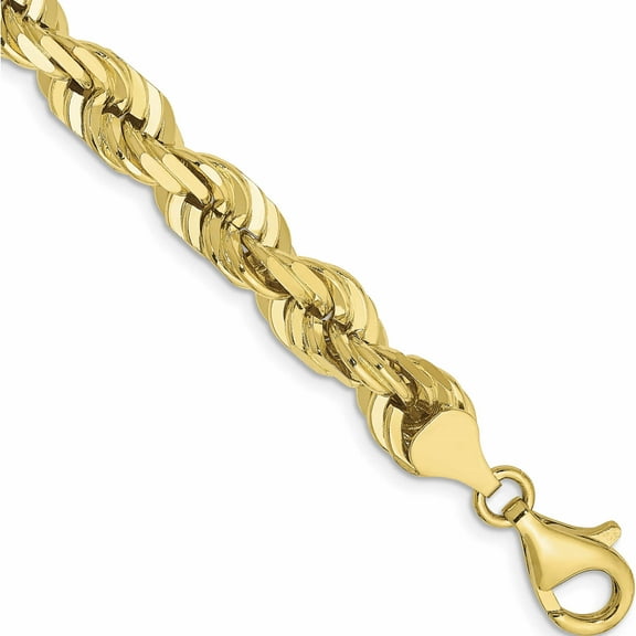 10K Yellow Gold 7mm Diamond-Cut Rope Chain (8 X 7) Made In Peru 10k050-8