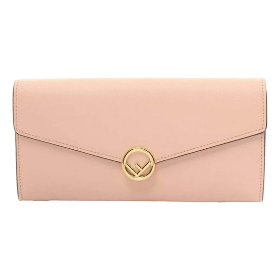 Fendi F Is Fendi Leather Long Envelope Womens Wallet Light Rose Beige Pink