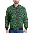 thumbnail image 5 of Chaqueta con cremallera y estampado de plumas de pavo real para hombre, chaqueta con cremallera y estampado floral en 3D, sudadera con capucha para primavera y otoño, 5 of 5