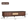 thumbnail image 2 of Harper & Bright Designs Vintage TV Stand with Rattan Drawer for 75 inch TV, Wood Oval TV Storage Cabinet Table with Sliding-Door and Solid Wood Legs for Living Room, Dark Brown, 2 of 14