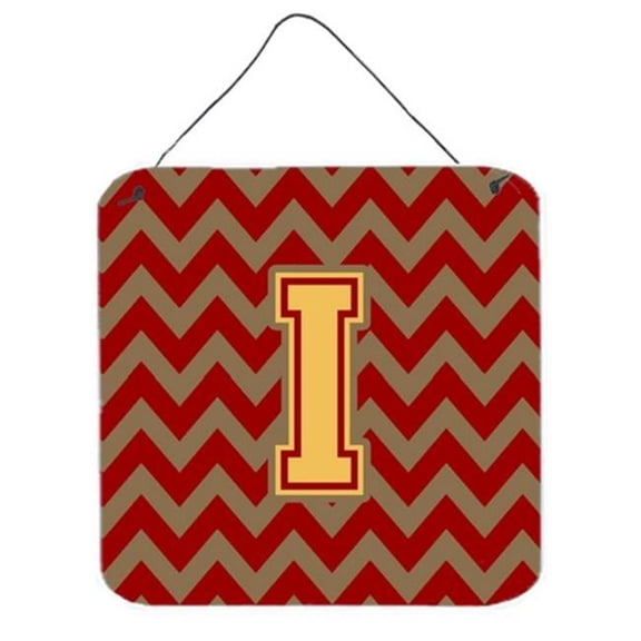 Letter I Chevron Garnet & Gold Wall or Door Hanging Prints