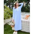 thumbnail image 3 of Ekouaer Cotton Nightgowns for Women Long Sleeve Nightgown Full Length Night Gown Soft Comfy Nightdress Button Sleep Shirts, 3 of 6