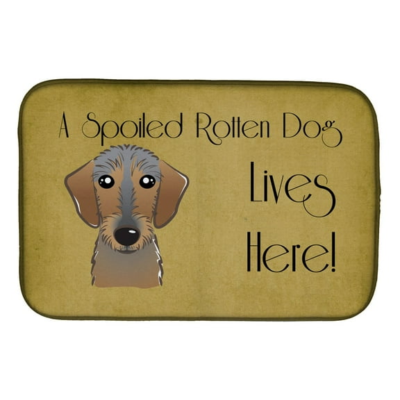 Wirehaired Dachshund Spoiled Dog Lives Here Dish Drying Mat