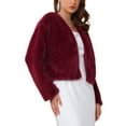 thumbnail image 4 of INSPIRE CHIC Women's Formal Bolero for Evening Dresses Cocktail Bridal Wedding Elegant Faux Fur Shrug Jacket XL Burgundy, 4 of 6