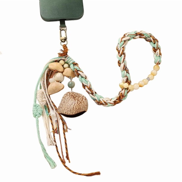Natural fruta shell campana campana teléfono celular cadena planta semilla tejido a mano lanyards anti-pérdida colgante sen-set vintage bag colgante