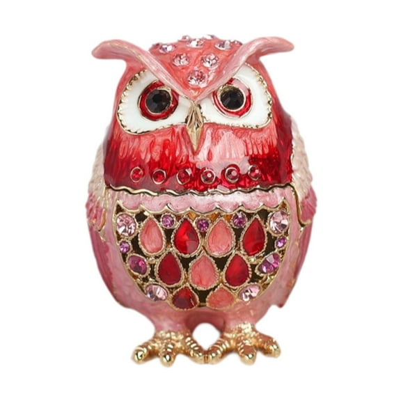 QccHieUs Jewelry Trinket Box Display Container Owl Decoration Multipurpose Fashion Crafts Pink