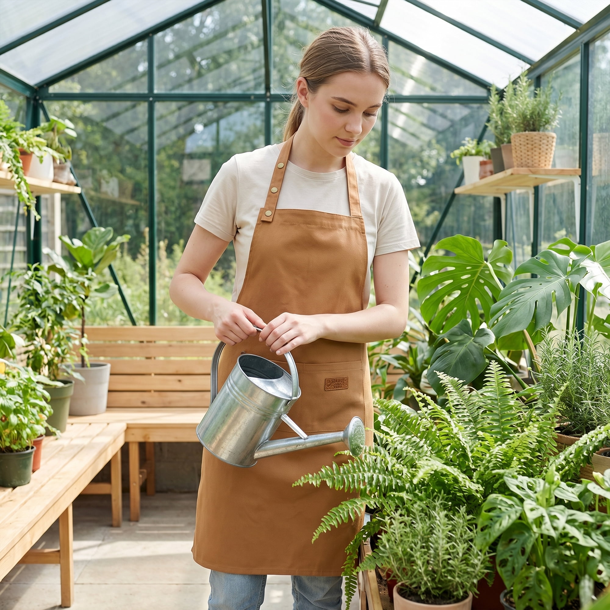 Unique Bargains Adjustable Cooking with Spacious Pockets Brown