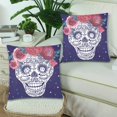 thumbnail image 2 of RYLABLUE Flower Skull Pillow Covers Pillow Cases Two Sides Printing 18x18 inches ,Set of 2, 2 of 2