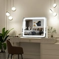 thumbnail image 5 of Vanity Mirror with Lights 22''x19'' Makeup Mirror with Lights,Vanity Mirror Touch Screen with 3-Color Lighting,Dimmable,for Vanity Desk Tabletop- White, 5 of 14