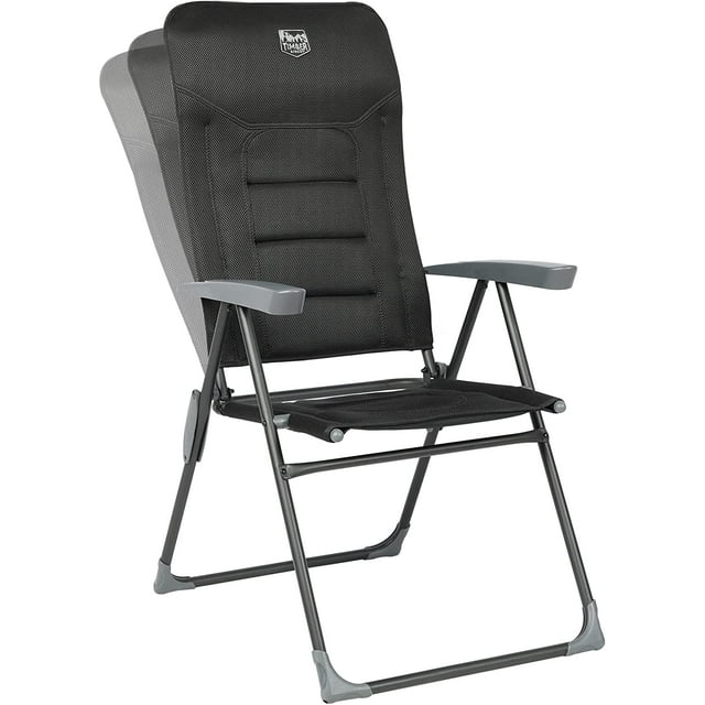 High Back Folding Camping Chair with 7-Level Adjustable Backrest, Foldable Reclining Patio Chair, Lightweight Aluminum Lawn Chair, Padded Outdoor Chair for Backyard, Deck, RV, Porch