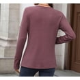 thumbnail image 7 of Women’s Long-Sleeve Henley Top Soft Knit Button Pullover Casual Loose Fit Neck Lightweight Tunic Blouse Basic Tees Fall Sweaters, 7 of 7