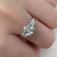 thumbnail image 3 of Dainty Cushion Cut Moissanite Ring 3 Ct Engagement Ring Three Stone White Gold Promise Anniversary Gift, 3 of 5