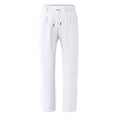 thumbnail image 4 of Men's Linen Pants Lightweight Drawstring Elastic Waist Pockets Loose Fit Straight Legs, 4 of 9
