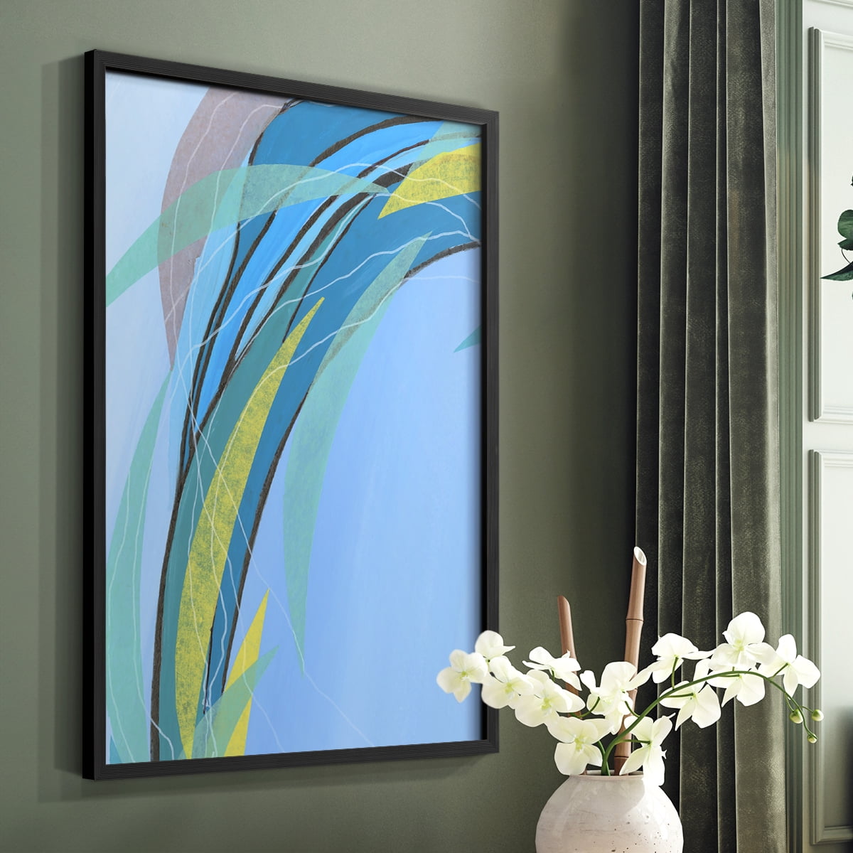 Circulating Flow III Framed Print in Black Solid Wood Framed Print No Nail Hanging