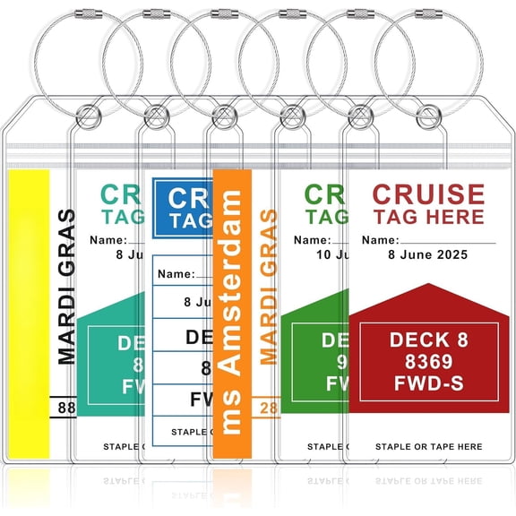 6 Pack Cruise Luggage Tag Holder for Carnival, Princess,NCL,MSC Ships
