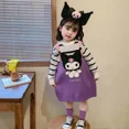 thumbnail image 2 of Vestido de suéter de dibujos animados Kawaii Kuromi para niños y niñas, Vestido de punto de princesa falso de dos piezas, algodón de Navidad, alta calidad, 2 of 5