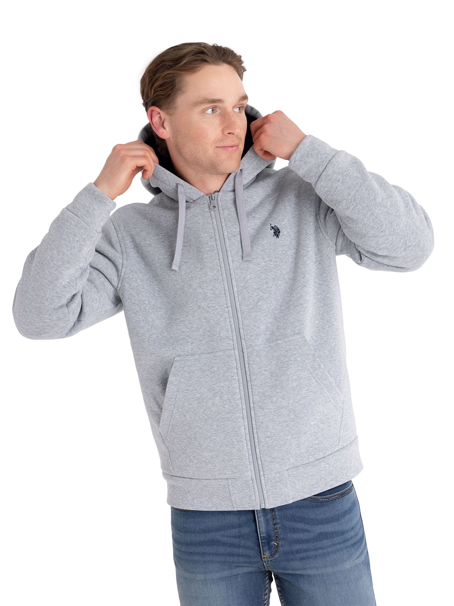 U.S. Polo Assn. Men's Heather Grey Full Zip Jacket, M