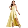 thumbnail image 4 of SGFCWSX Girls Formal Dress Spaghetti Strap Satin High Low Ruched Bodice Pageant Party Dresses for Kids Yellow Size 7, 4 of 6
