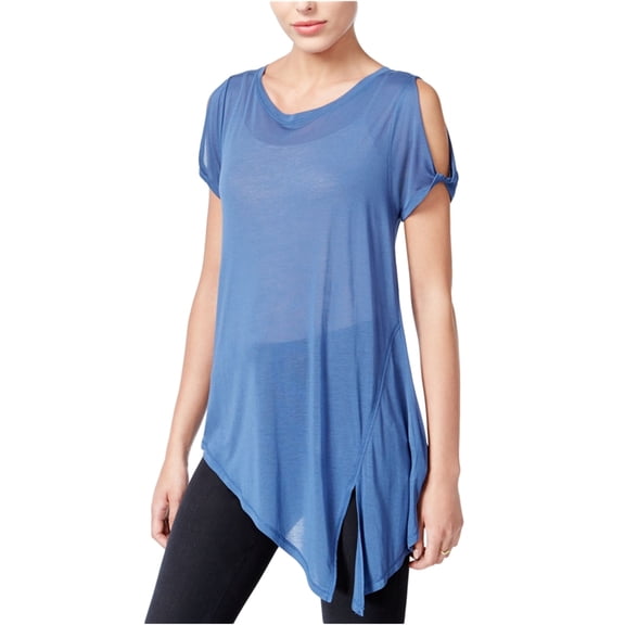 Rachel Roy Womens Asymmetrical Cold-Shoulder Pullover Blouse, Blue, X-Small