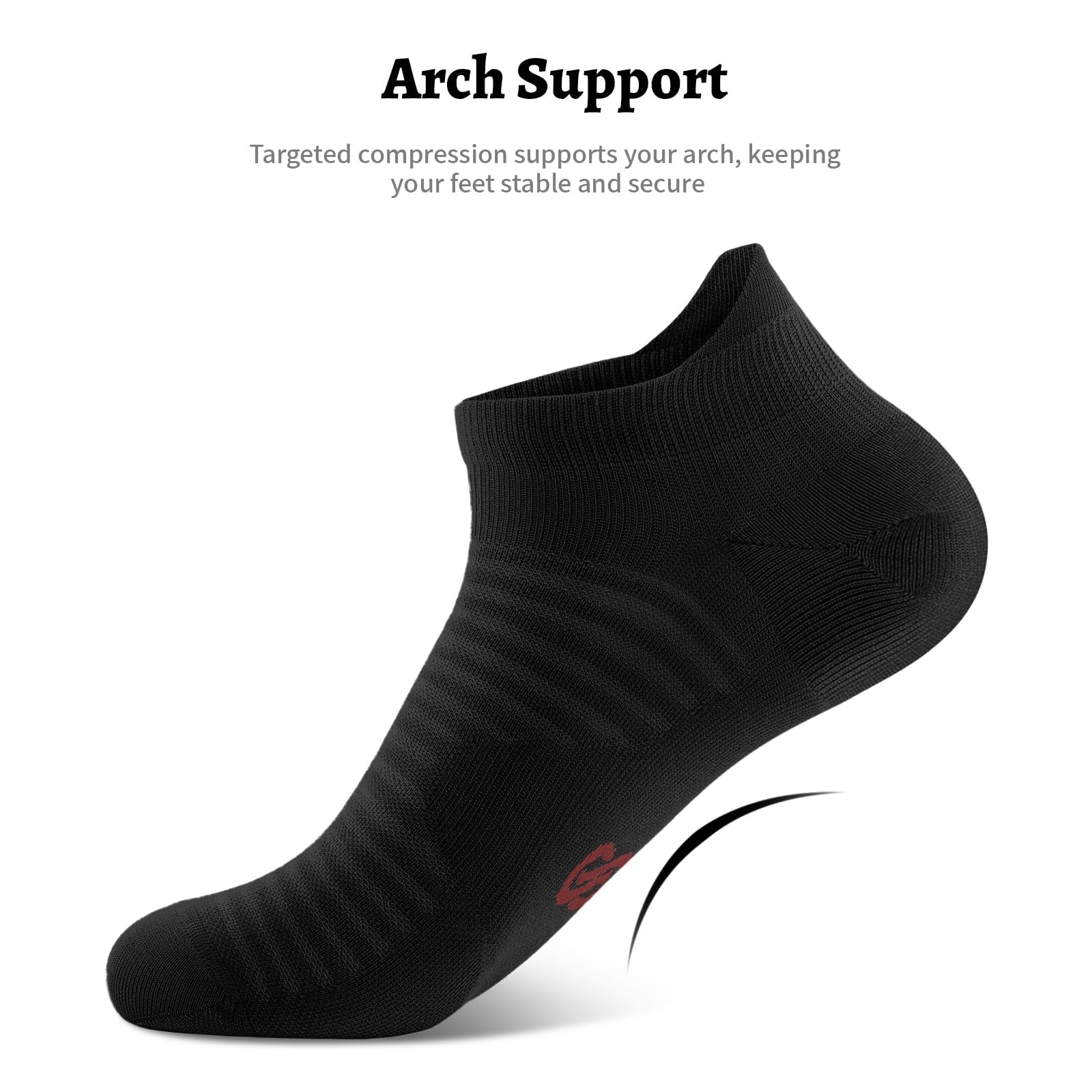 Ankle Socks Black (6 Pairs) Small-Medium Running Athletic Use