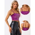 thumbnail image 2 of Camisola de terciopelo Allegra K con tirantes finos y lentejuelas brillantes para mujer Púrpura XS, 2 of 6