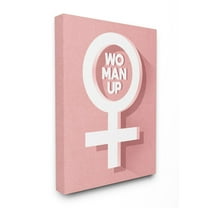 Stupell Industries Woman Up Female Symbol Fashion Modern Pink Textured Design Super Canvas Wall Art by Daphne Polselli