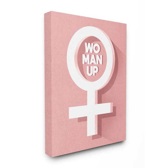 Stupell Industries Woman Up Female Symbol Fashion Modern Pink Textured Design Super Canvas Wall Art by Daphne Polselli