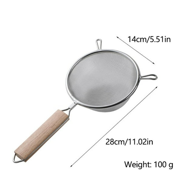 Fine Mesh Oil Strainer Stainless Steel Flour Sifter Sieve with Wooden ...