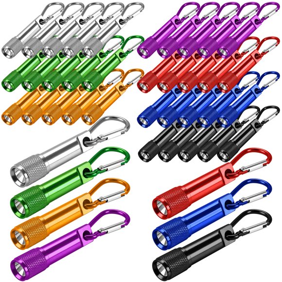 Linterna Huangfbfx mini LED con llavero y clip metálico, 42 piezas