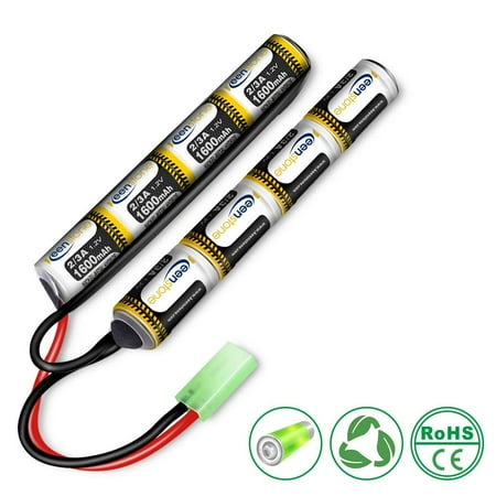 - End-of-year Cleanrance! 9.6V 1600mAh NiMH Butterfly Nunchuck Mini Battery Pack with Mini Tamiya Female Connector for Airsoft Guns