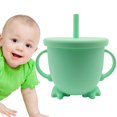 thumbnail image 1 of Taza de Silicona Hugo para Bebés Prueba de Alimentación de Aprendizaje Verde, 1 of 10